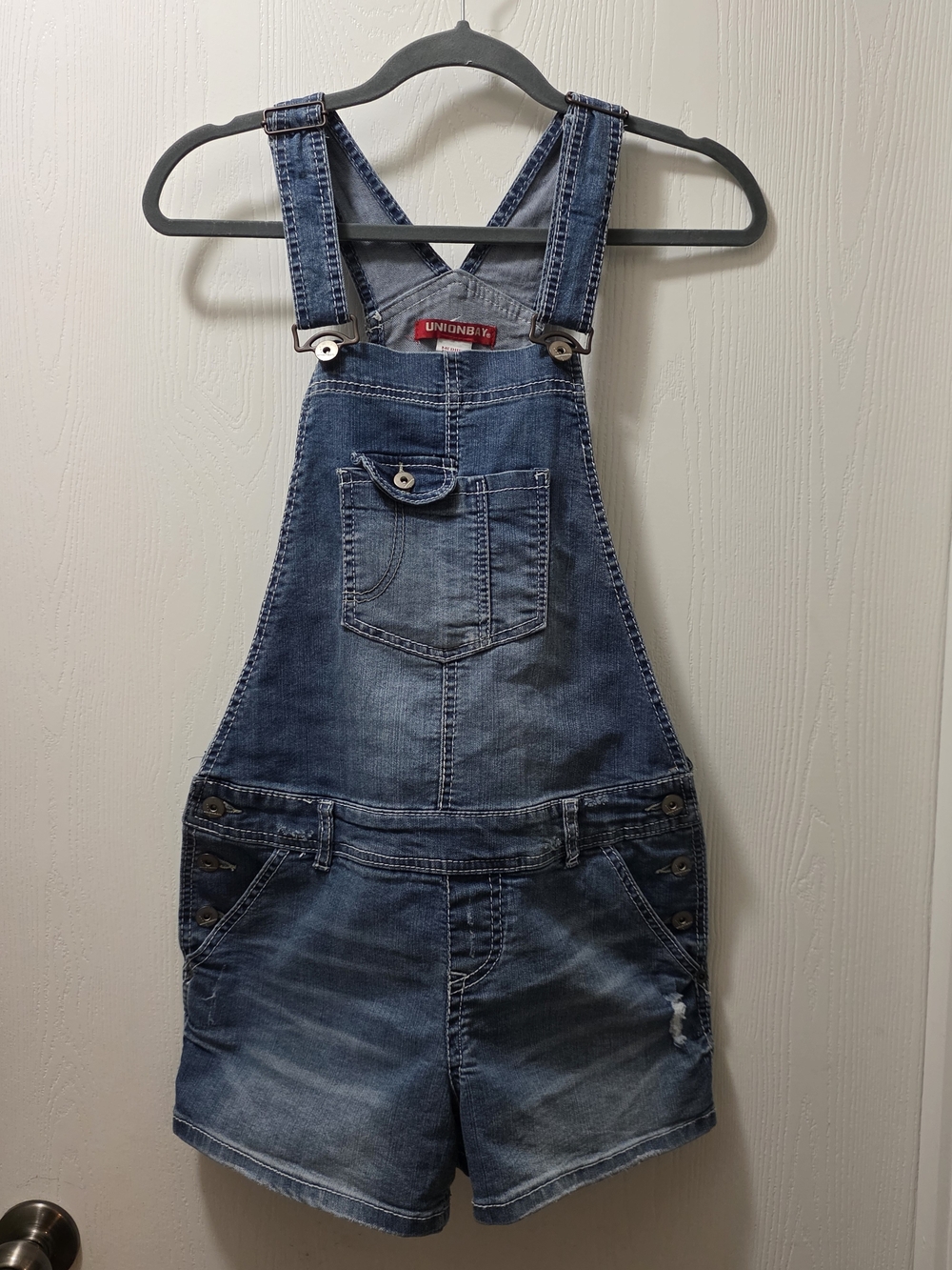 Unionbay Vintage Blue Denim Short Overalls